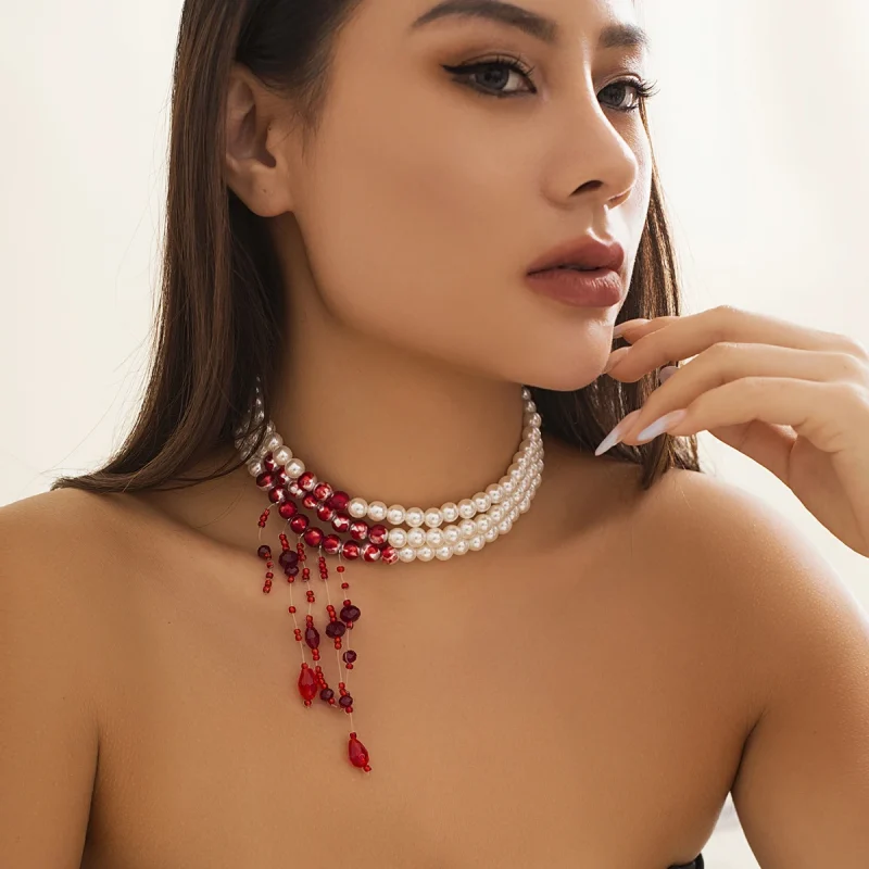 Dripping Red Blood Necklace Halloween Jewelry - Image 3