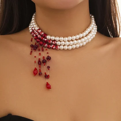 Dripping Red Blood Necklace Halloween Jewelry