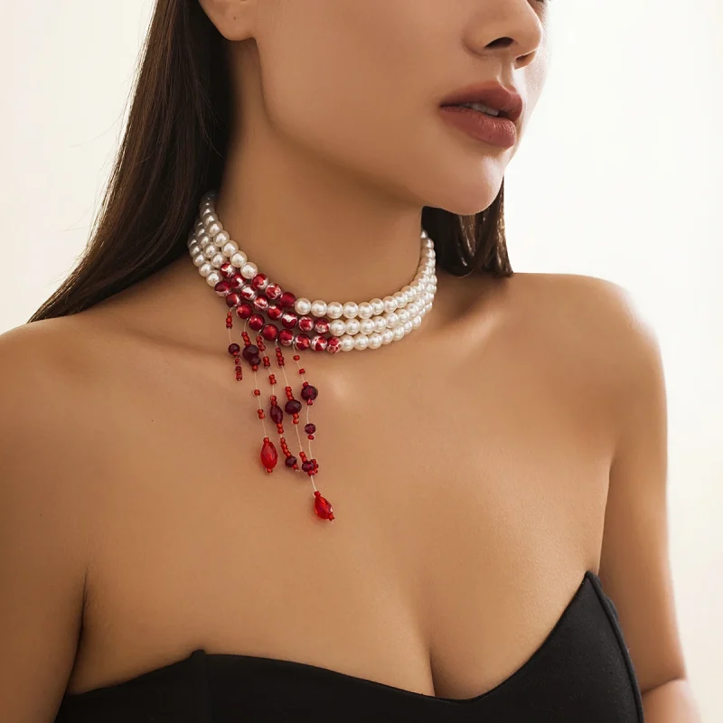 Dripping Red Blood Necklace Halloween Jewelry - Image 2